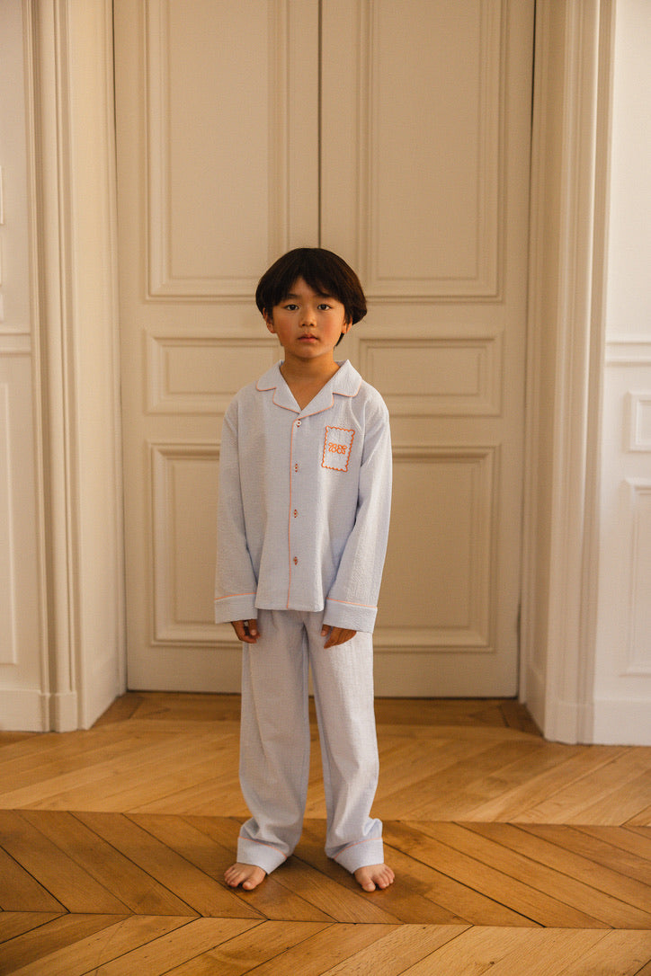 Pyjama set Noa - Blue Etoile Seersucker