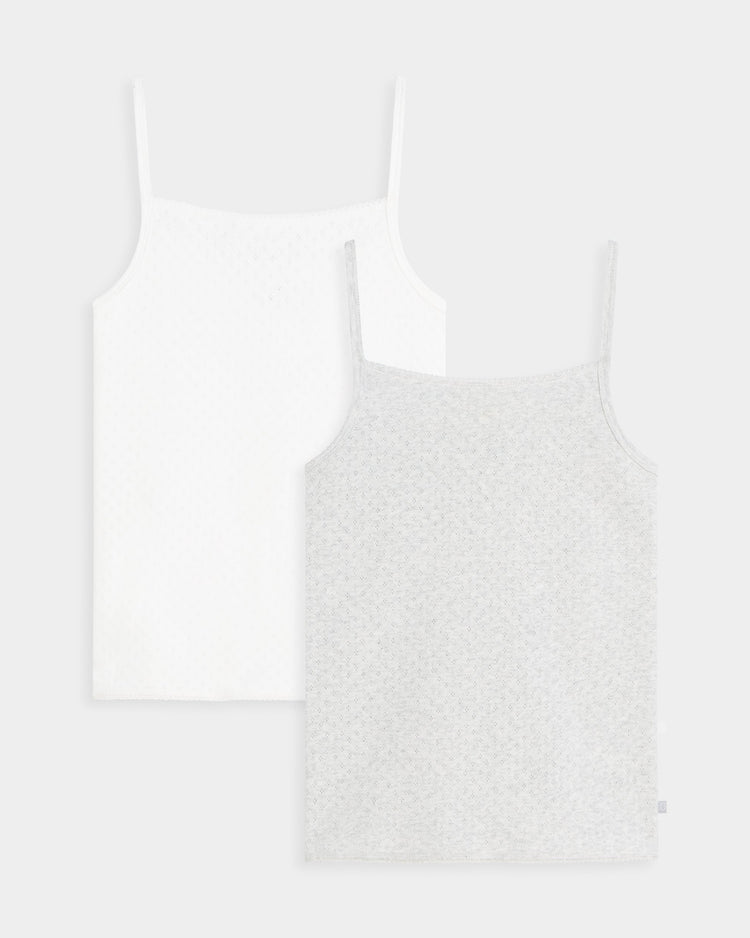 Singlet Charlotte - White & Grey Ajour