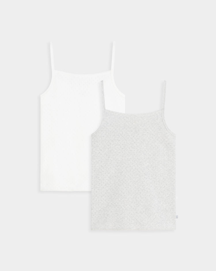Singlet Charlotte - White & Grey Ajour
