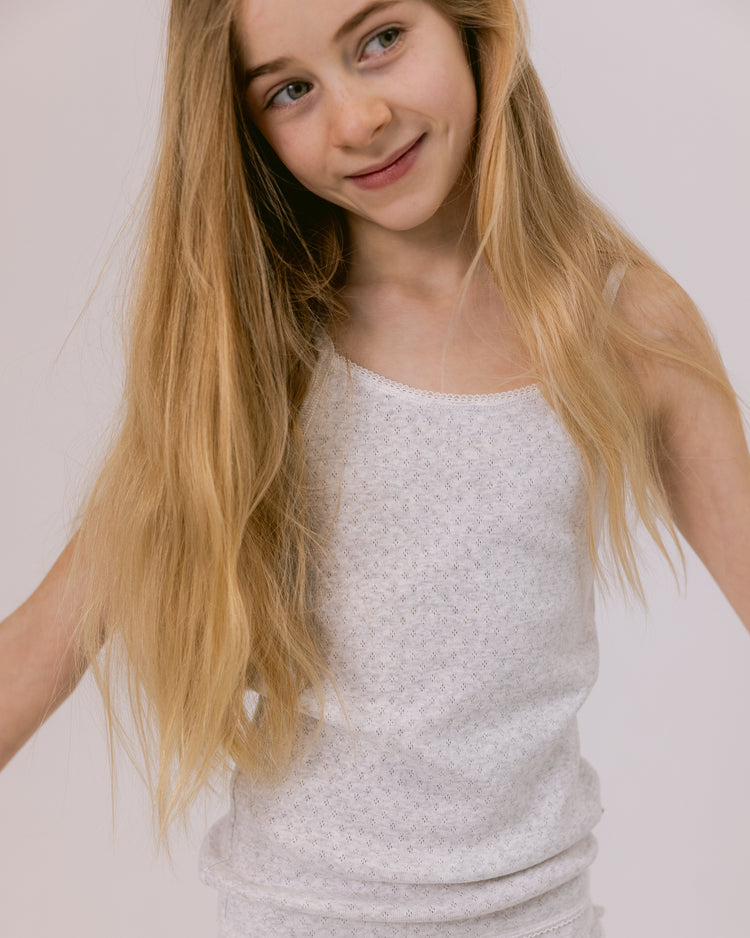 Singlet Charlotte - White & Grey Ajour