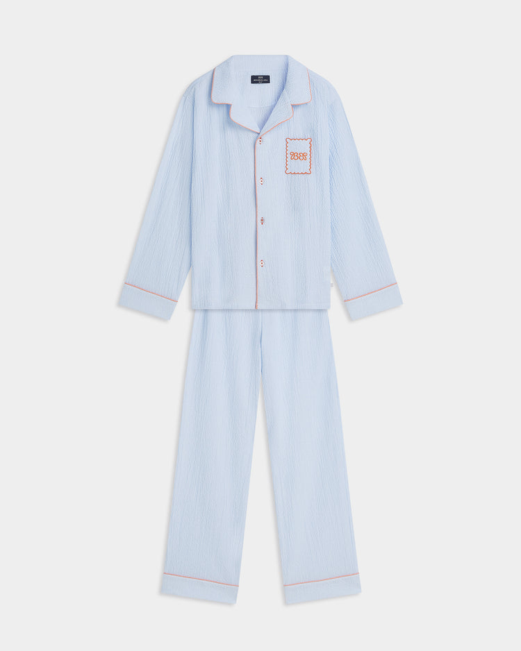 Pyjama set Noa - Blue Etoile Seersucker